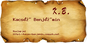 Kacsó Benjámin névjegykártya